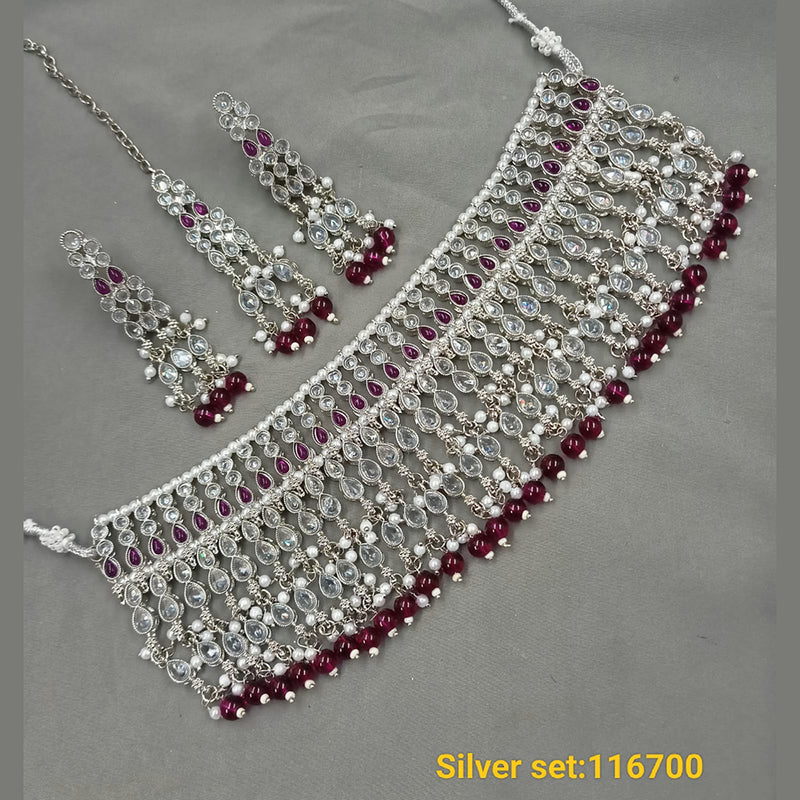 Ethnic Bollywood Style Design Silver Oxidized Choker Necklace Indian  Jewelry Set | eBay
